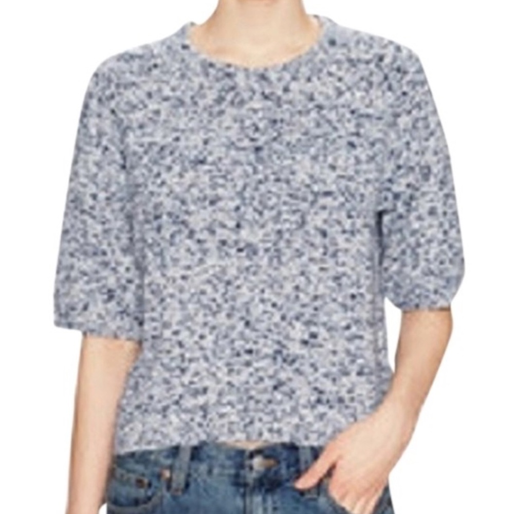Avaleigh Marled Crewneck Crop Sweater blue